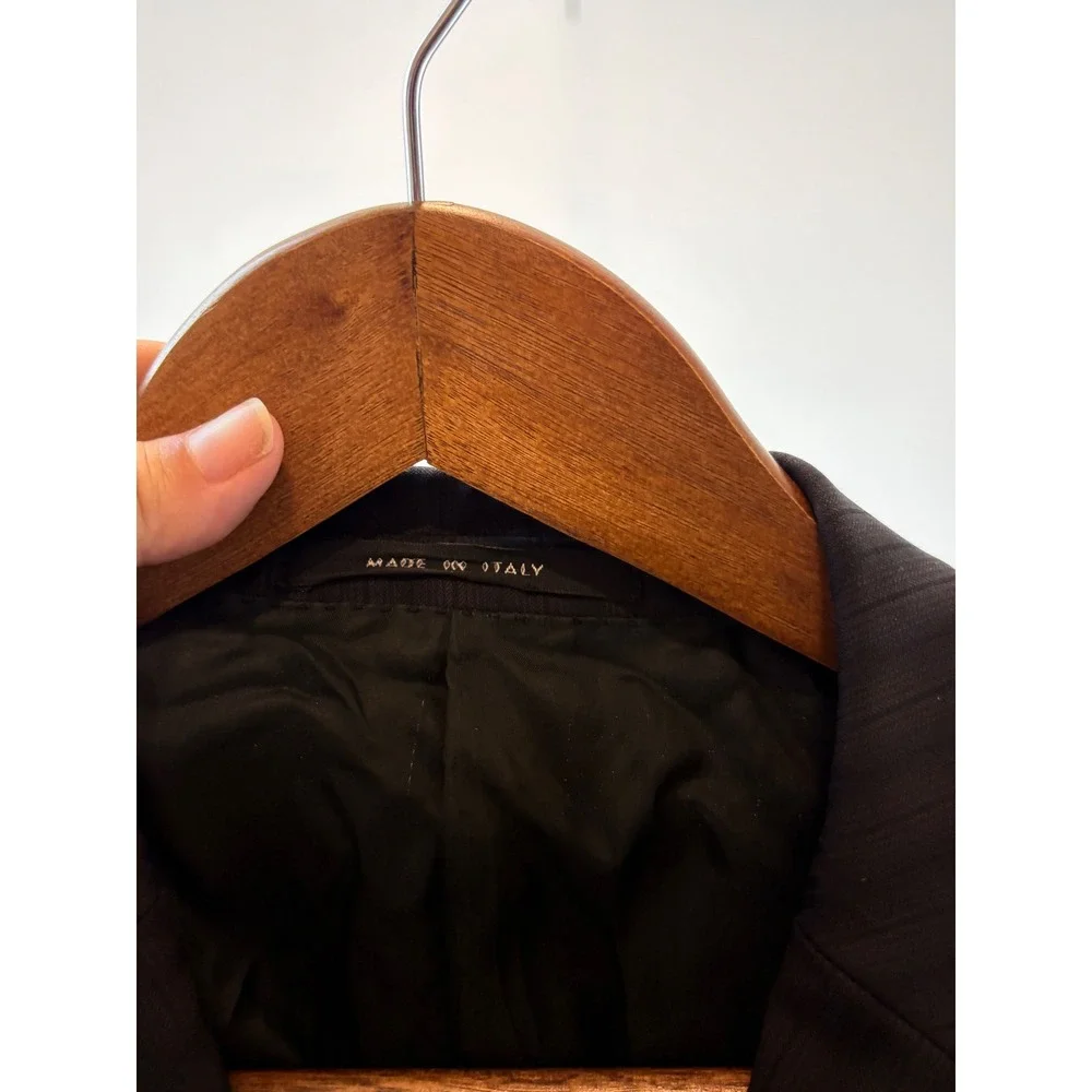 Zegna Blazer Suit Jacket Mens 52 L Navy Blue Pinstripe Wool Italy City Luxury